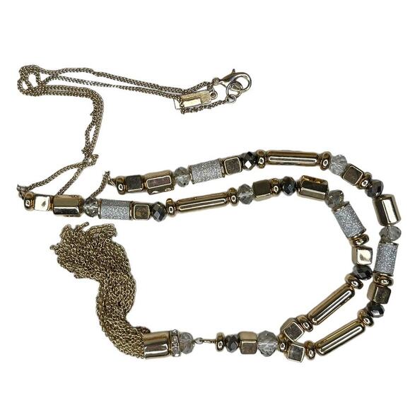 The Limited Gold and Silver Beaded Tassel Necklace - Picture 6 of 7